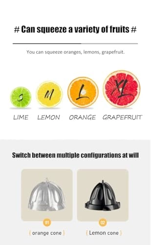 Citrus Bladeless Electric Juicer - Low Noise Automatic Pulp Ejection