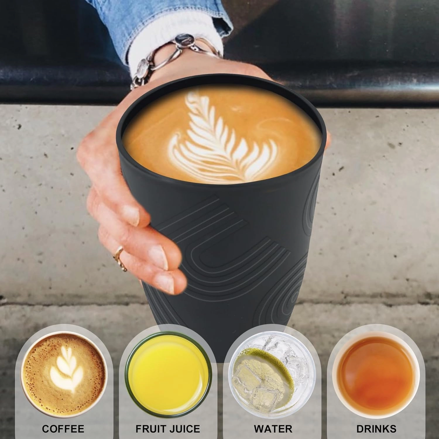 Reusable Cup - 8 pcs - Striped - 500 ml