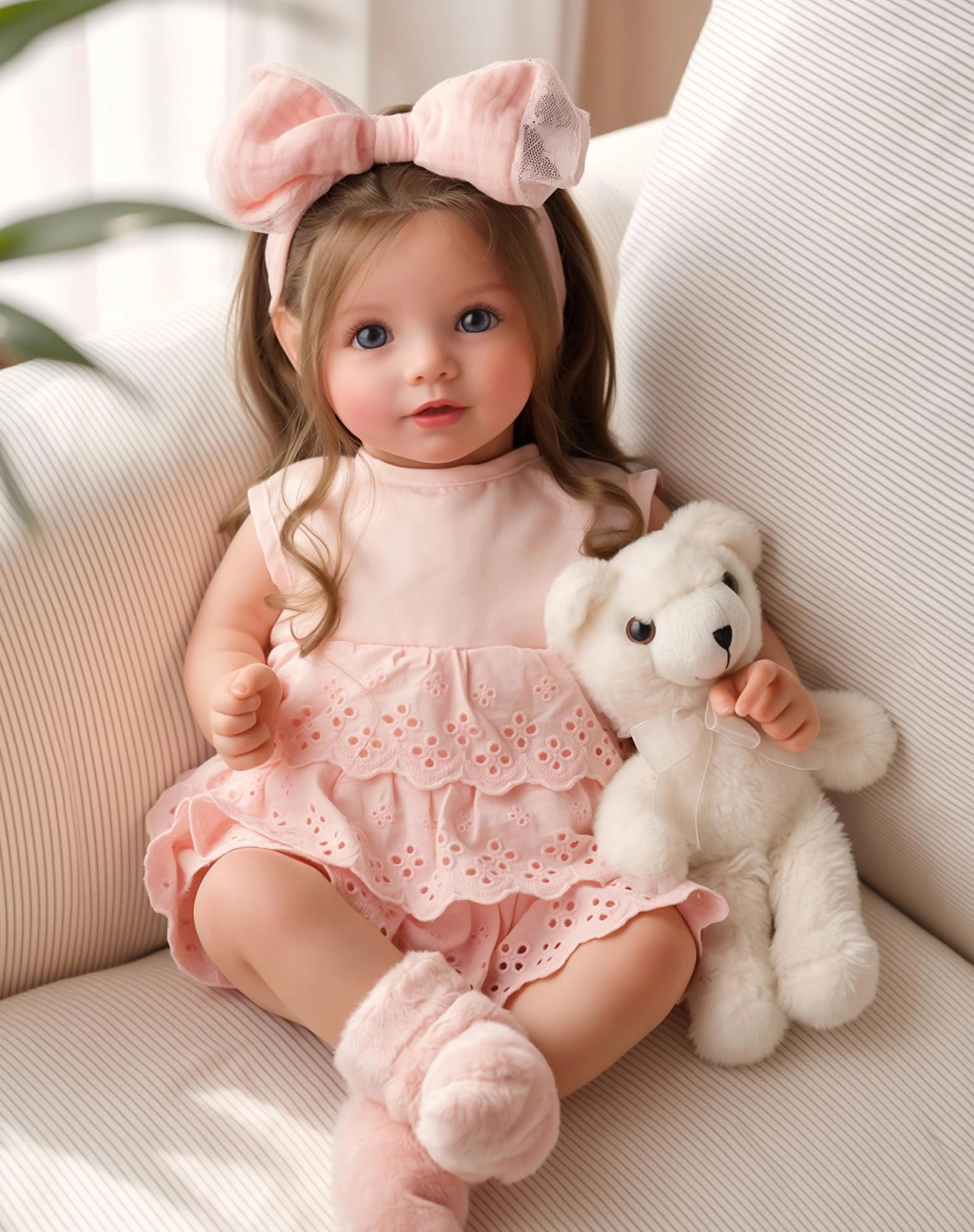 BABESIDE Dara Reborn Baby Doll - 20 Inch Vinyl Brown Hair Ages 3+