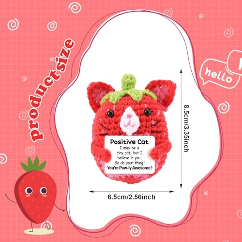 Strawberry Cat 13 cm Crochet