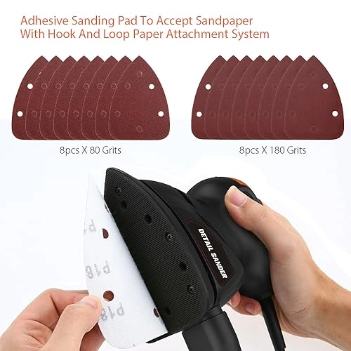Detail Sander - 13,500RPM 16PCS Sandpapers Dust Collection