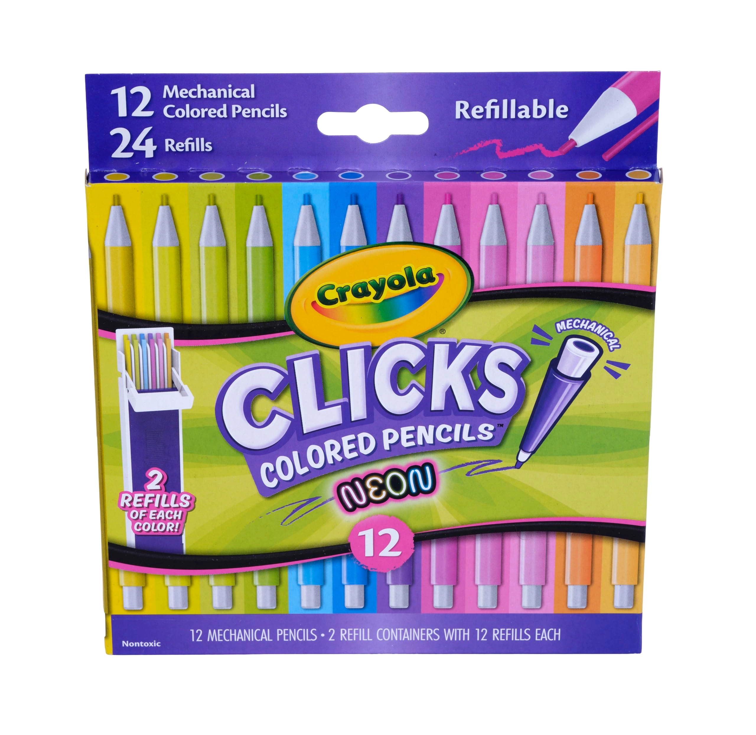 Crayola CLICKS Mechanical Colored Pencil Set - 12 Neon