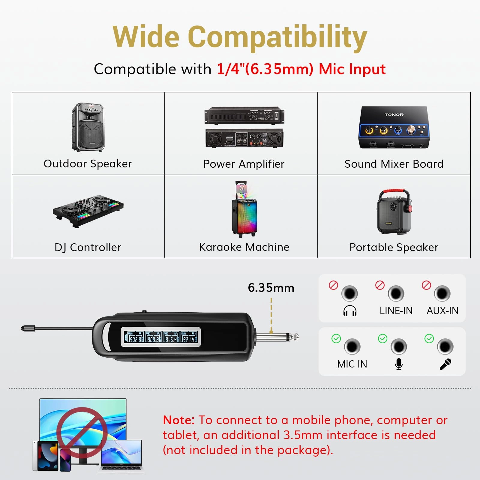Wireless Microphones System - 4 UHF