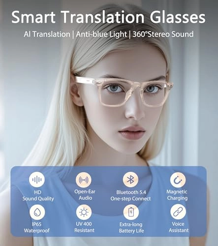 AI Smart Glasses - 116 Languages Bluetooth 5.4 UV400