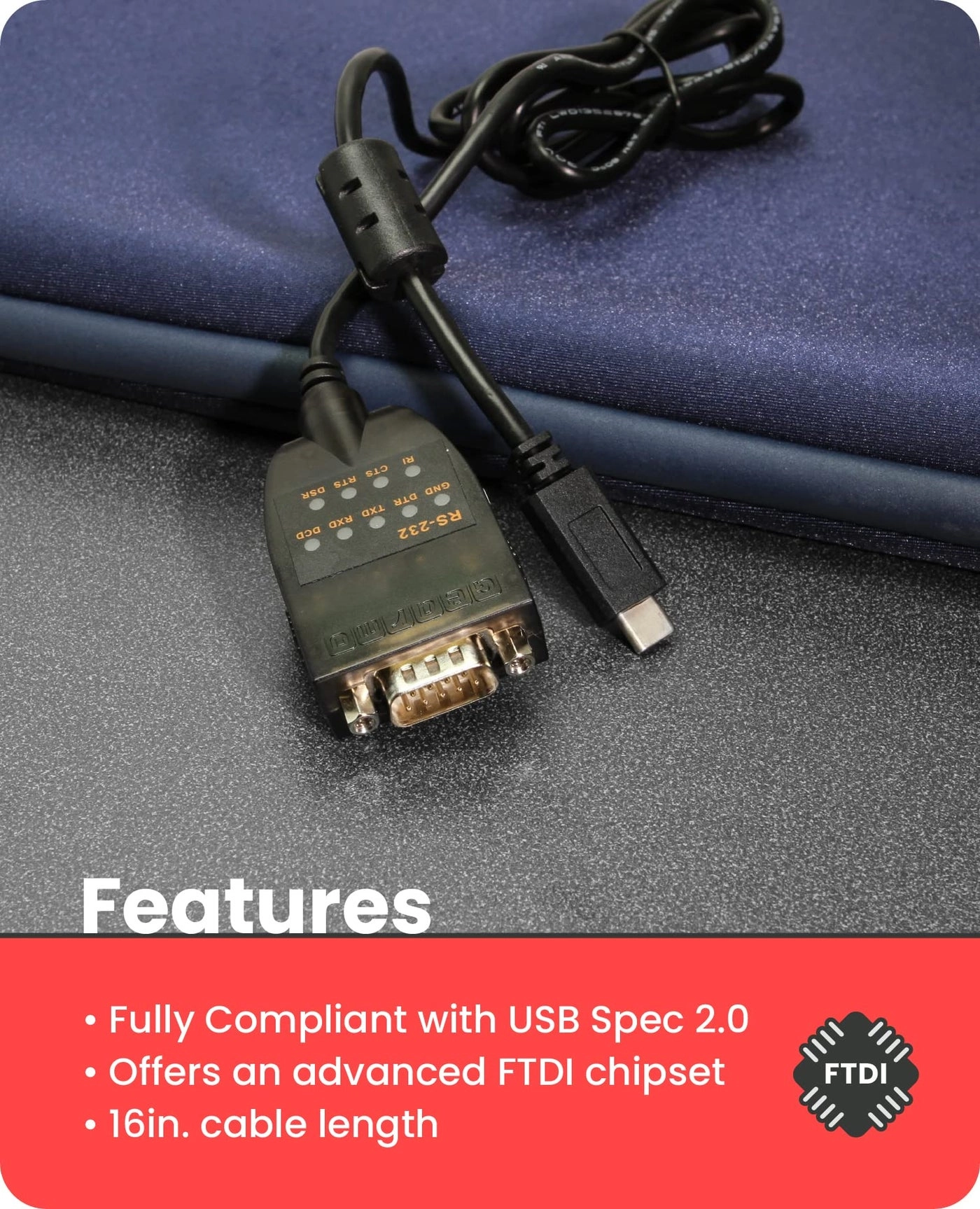 USB-C 2.0 to Serial RS-232 Adapter