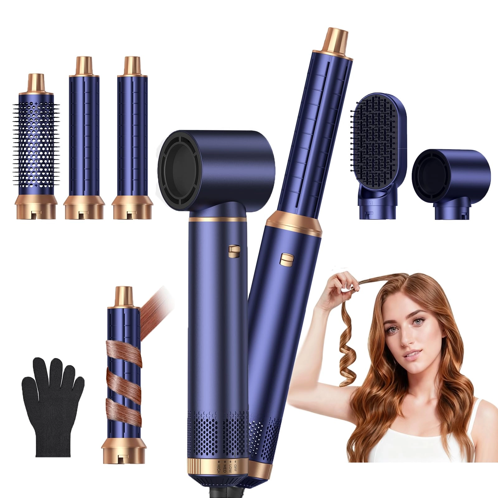 5 in 1 Blow Dryer Brush - 800 watts Royal Blue