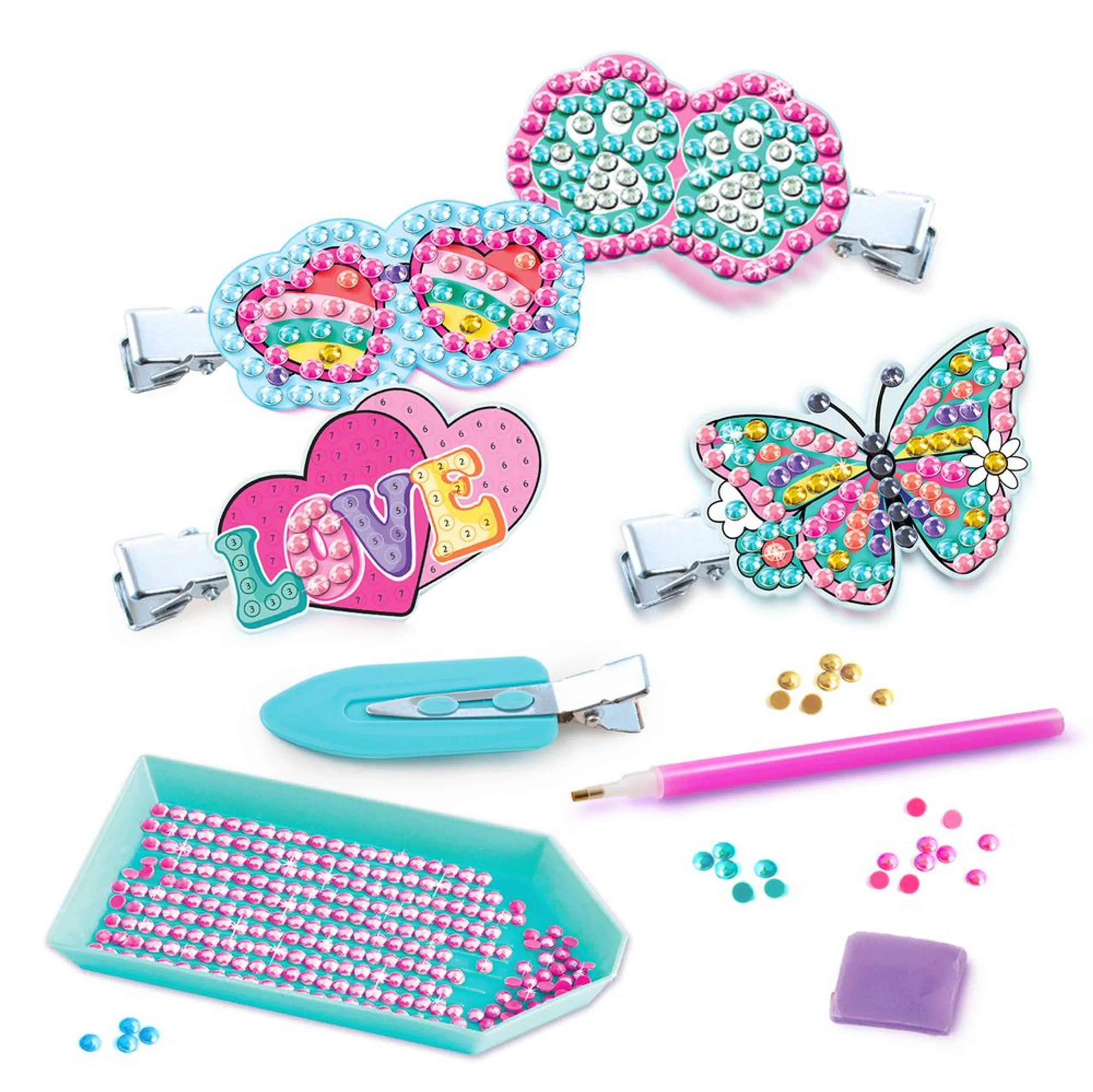 Diamond Art Hair Clip Set - 8 clips