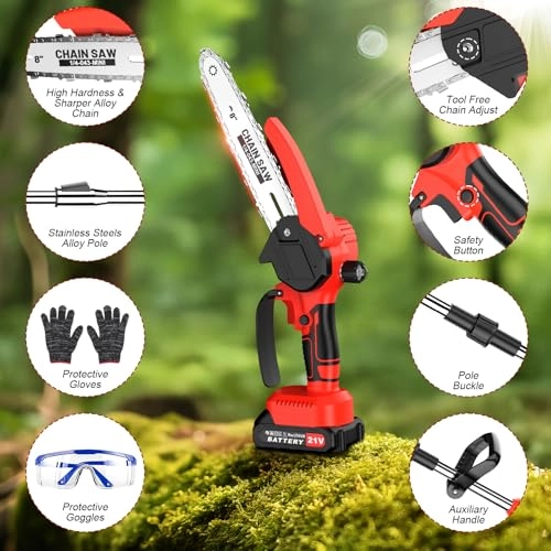2-in-1 Cordless Pole Saw & Mini Chainsaw - 550 Watts