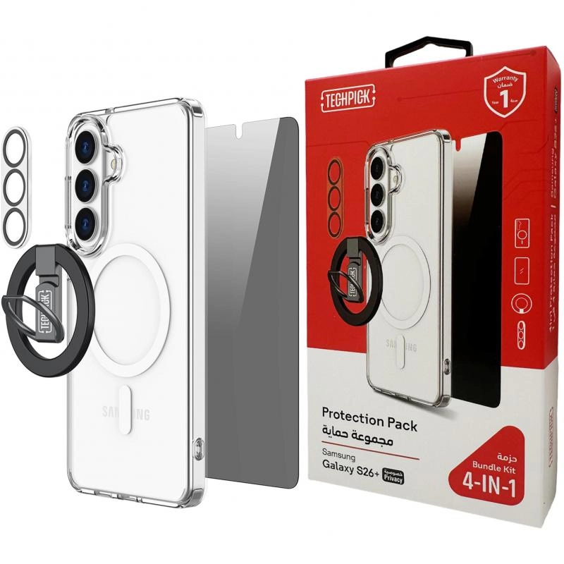 Hard Case + Tempered Glass + Camera Lens Protector + Magnetic Stand Smartphone Case Bundle with MagSafe for Samsung Galaxy S25 Ultra