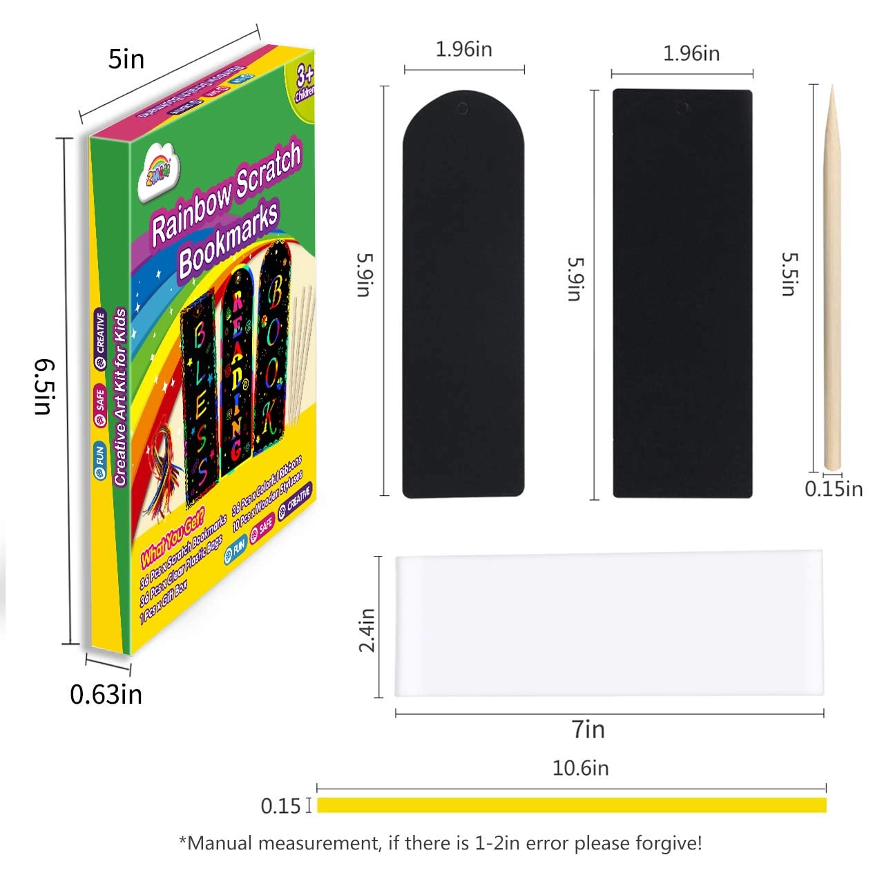 Scratch Paper Art Bookmarks - 36 pcs