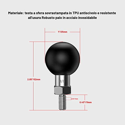 Ball Mount Ball Adapter - 1 Inch 3/8-16
