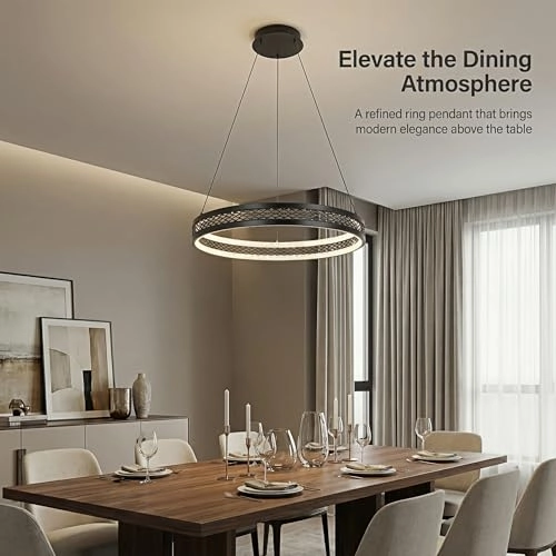 Single Ring White LED Chandelier - 3000K-6000K Dimmable