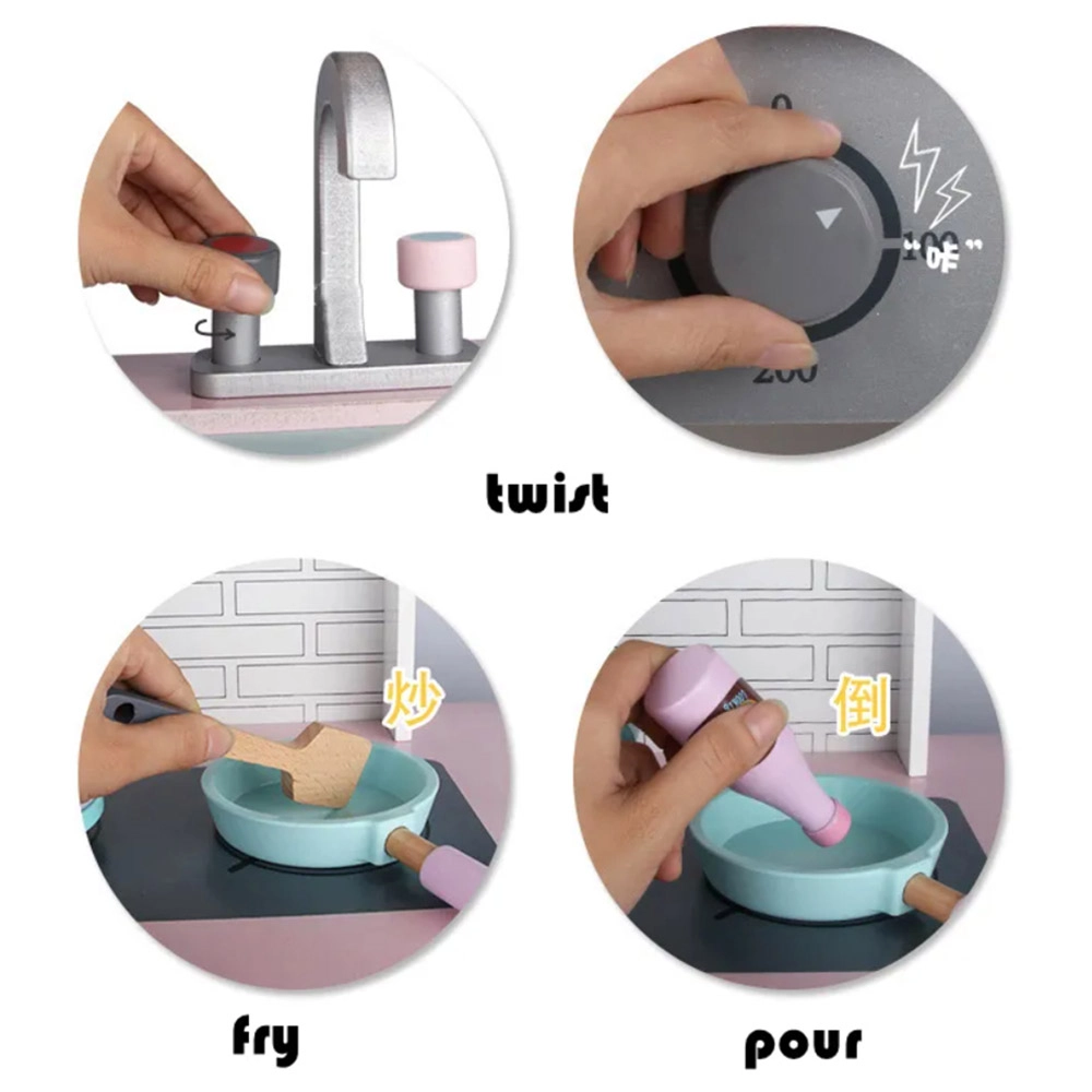 Kids Wooden Japanese Kitchen Toy Role Playset - Suitable for 3 years & above 102.5 x 105 x 30 cm (GF-MSN19033)