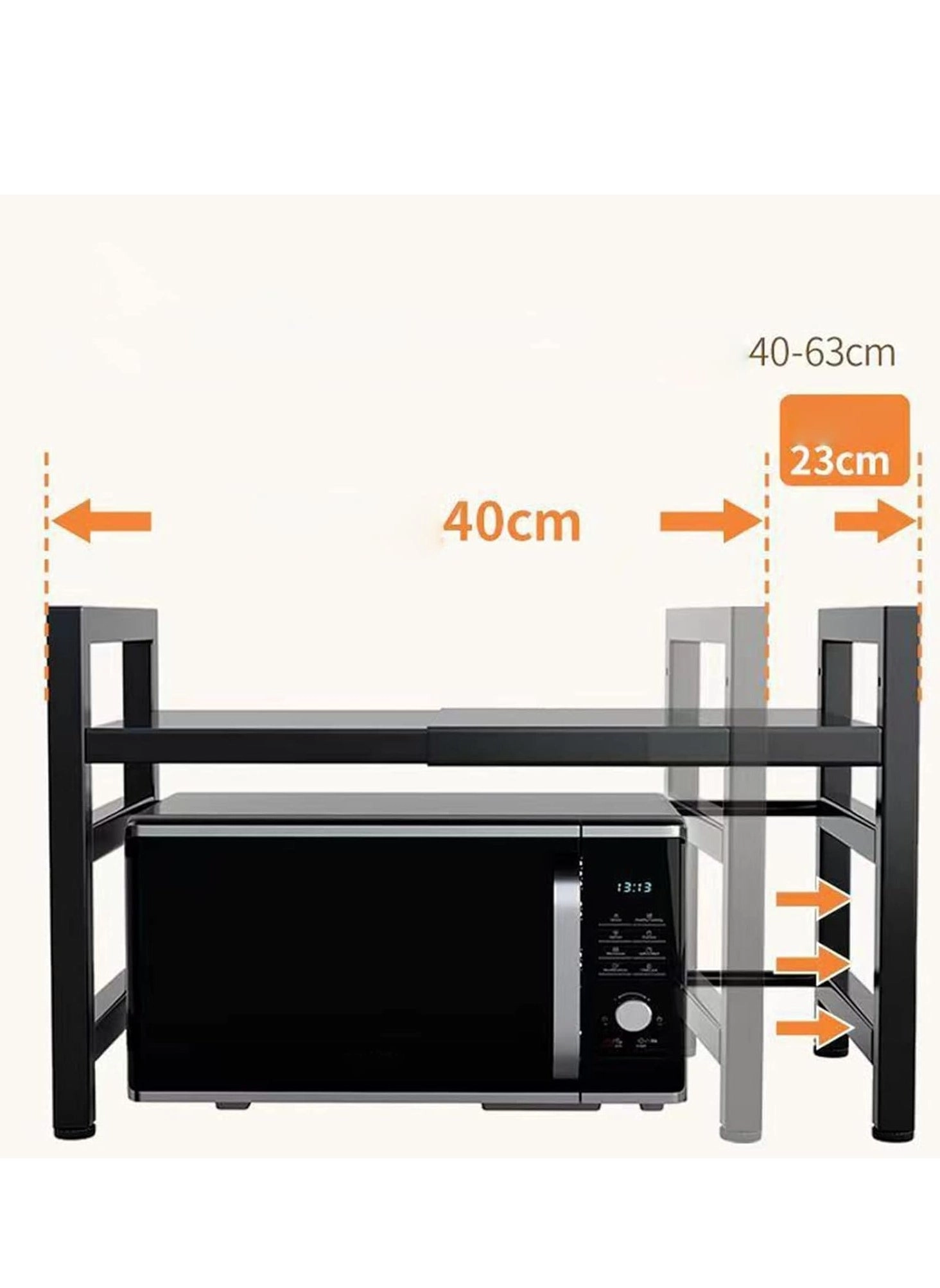 Expandable Microwave Oven Rack - 2 Tier Carbon Steel 6 Hooks