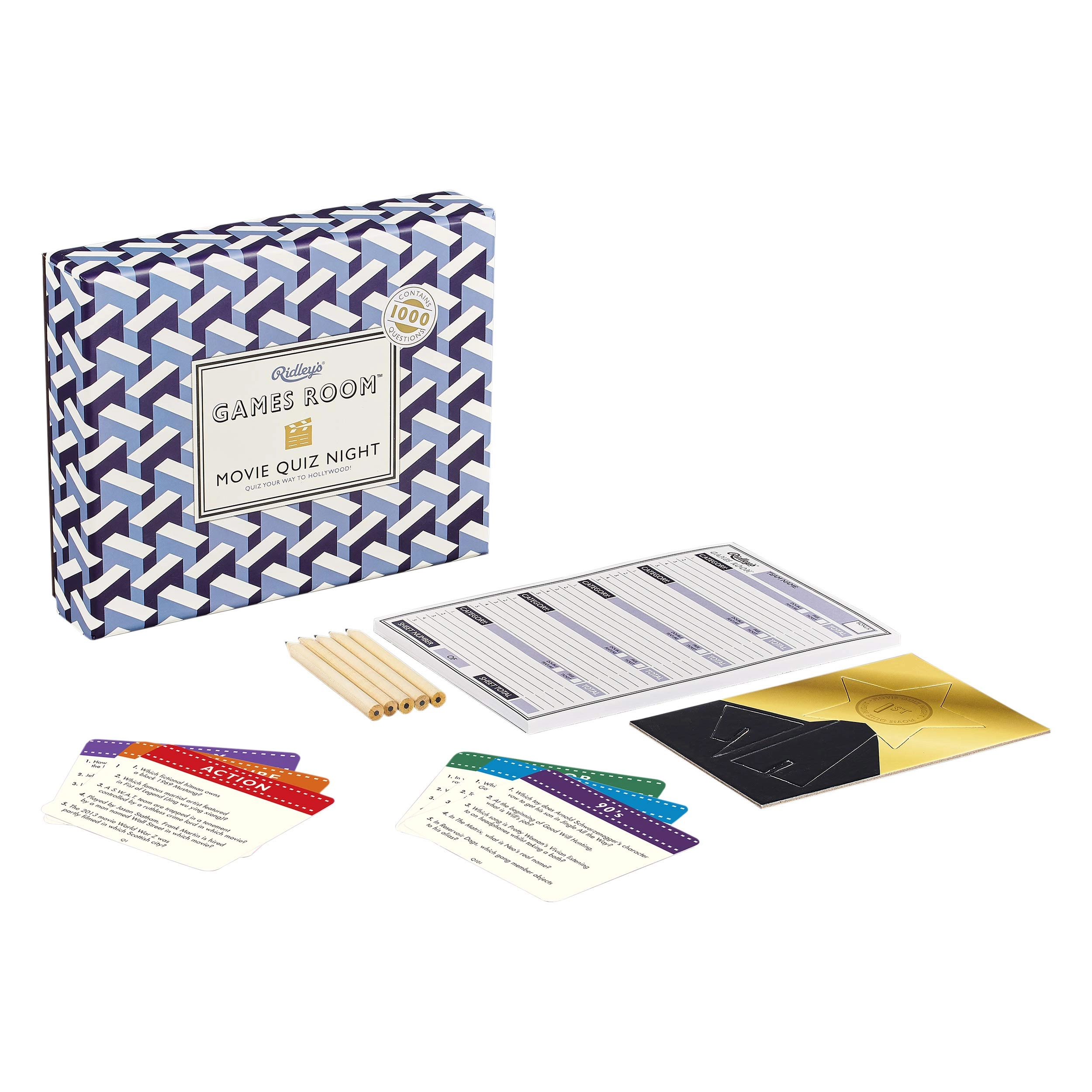 Ridley's Movie Quiz Night - Movie-themed Trivia Compendium 200 Question Cards