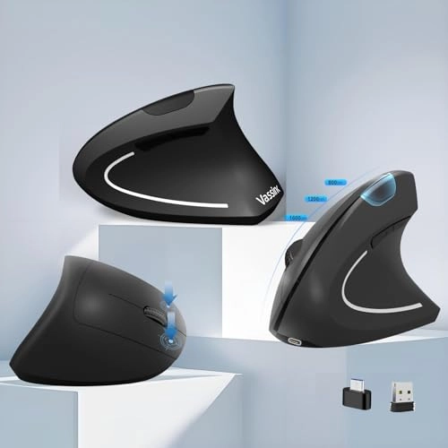 Ergonomic Vertical Wireless Optical Mouse - USB