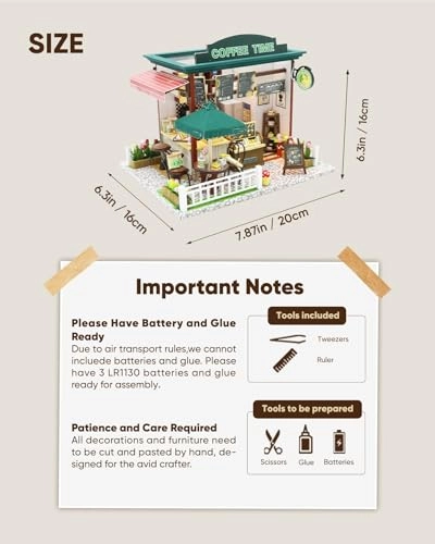 Miniature Coffee Shop Dollhouse Kit Gift Set