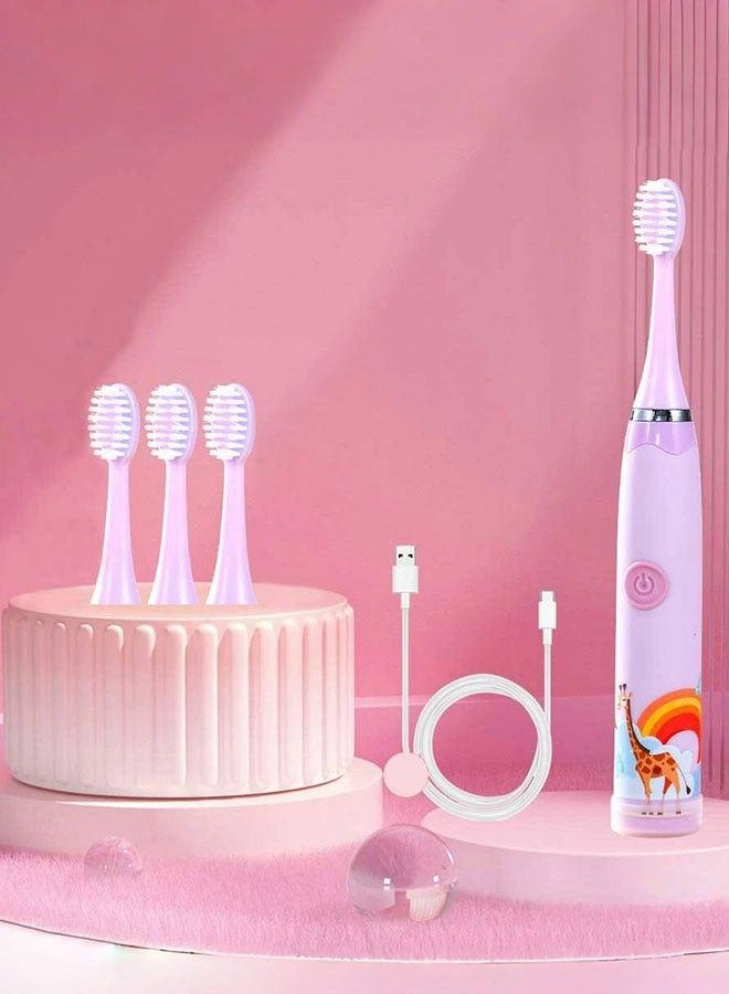 Sonic Electric Toothbrush - Kids Rechargeable 4 Brush Heads