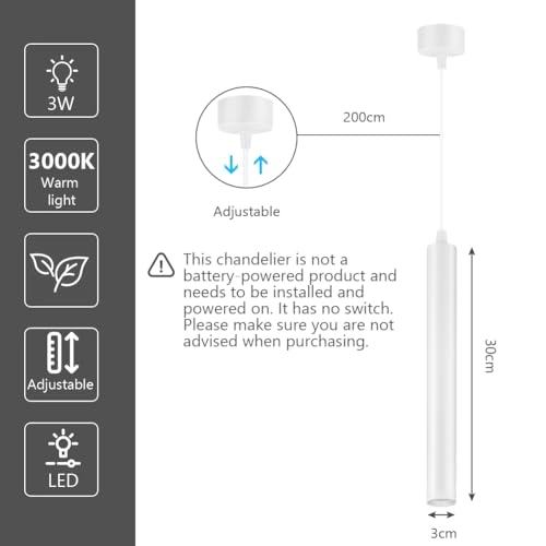 LED Cylinder Pendant Light - 200cm