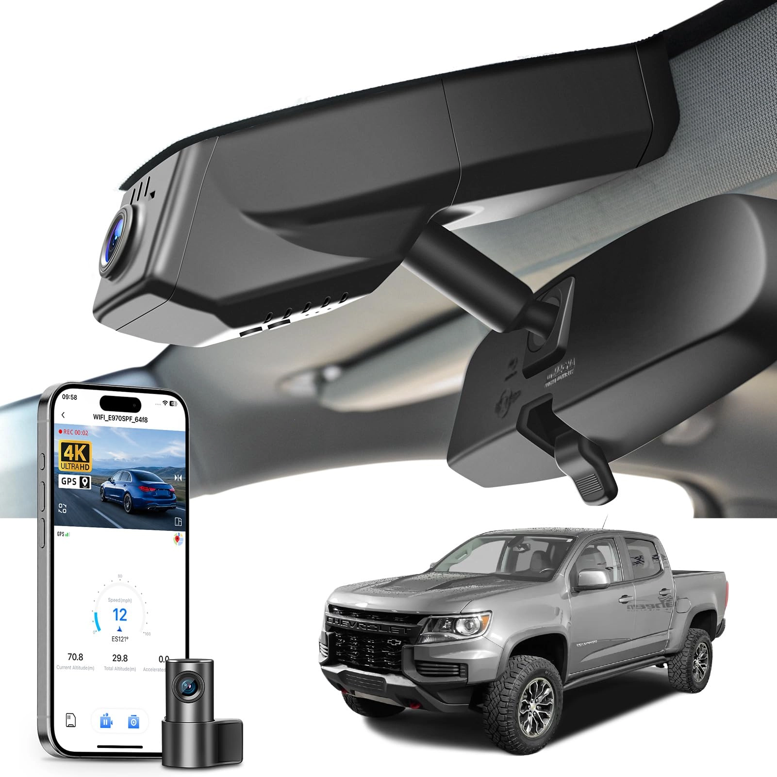 mangoal Dash Cam 3840 X 1080 pixels for Chevy Colorado 2015-2022