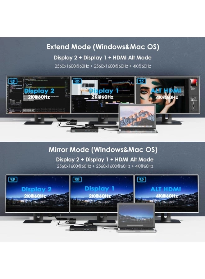 DisplayLink USB-C Triple Display Docking Station - USB-C Windows & More
