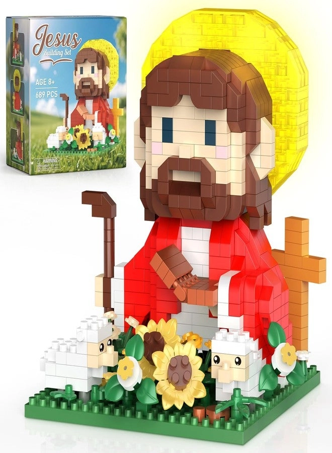 Vziimo Jesus and Flowers Building Set - Little Jesus Figurines LED Halo