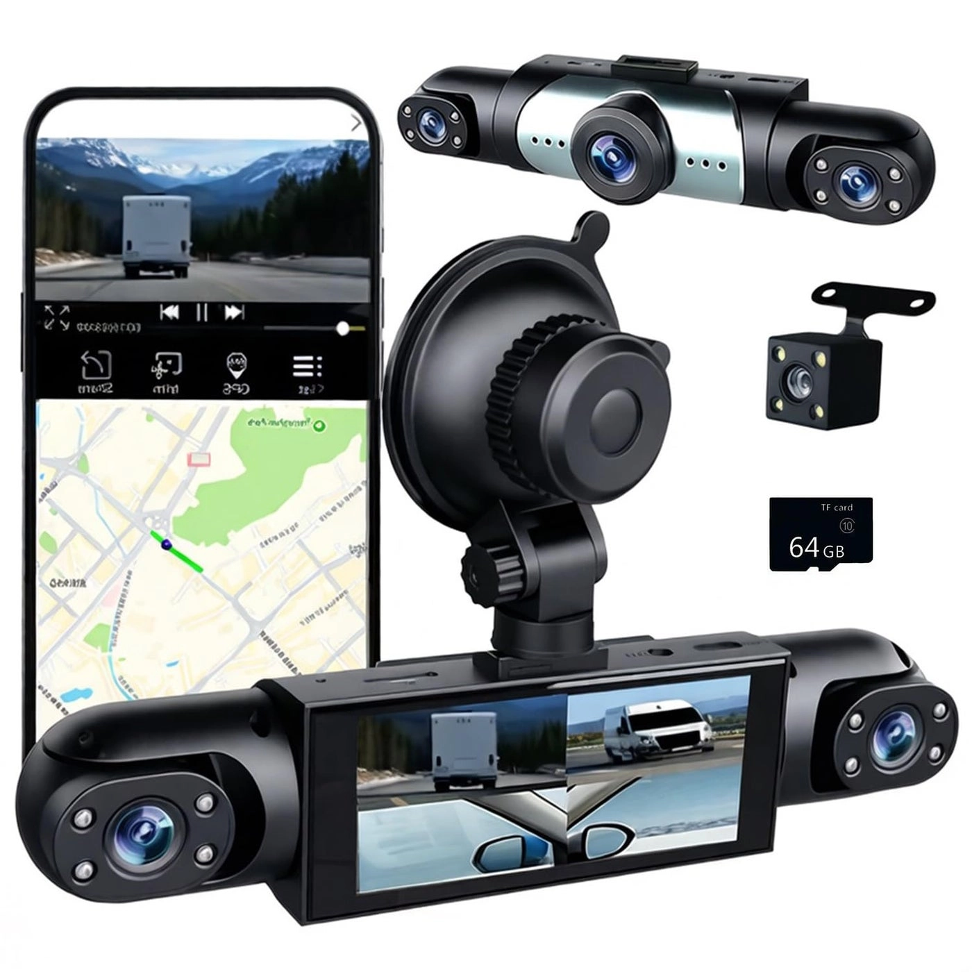 AILVKANG 4 Channel Dash Cam - 1080P