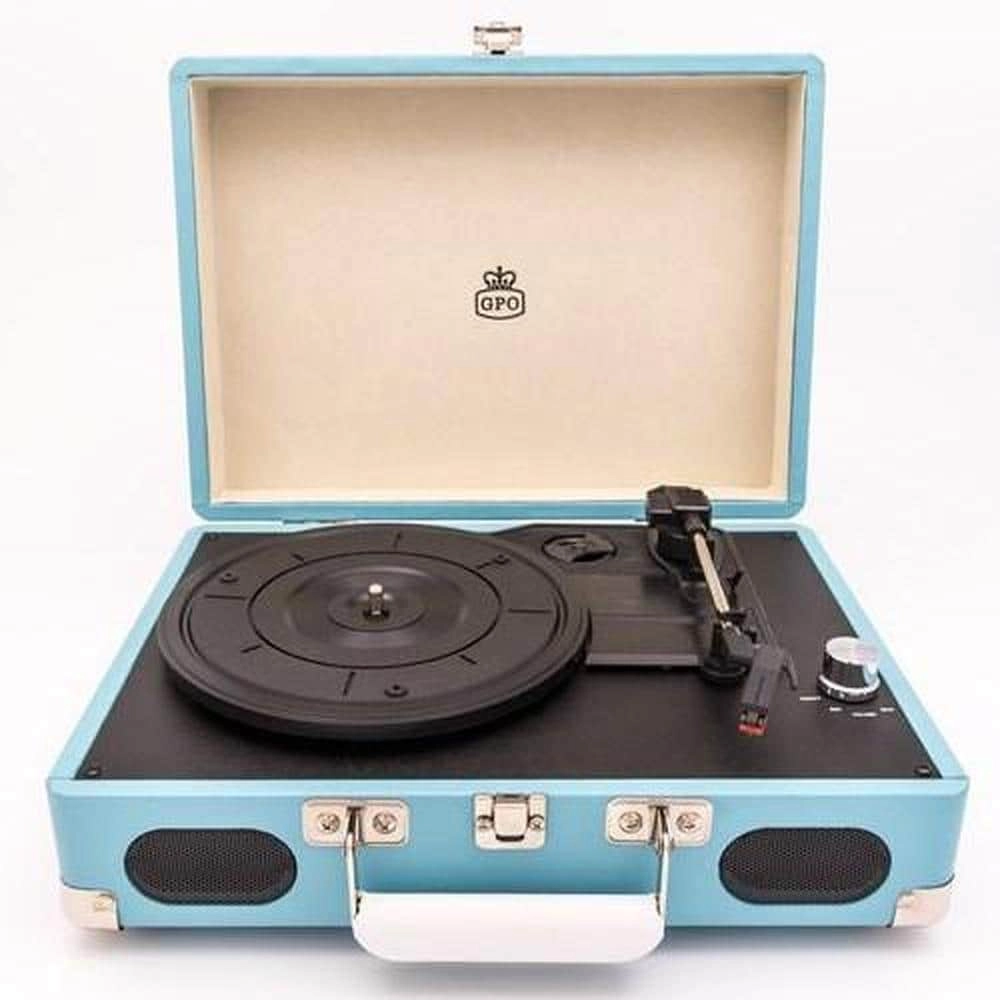 GPO Retro Soho - Vinyl Record Player Built-in Speaker Blue