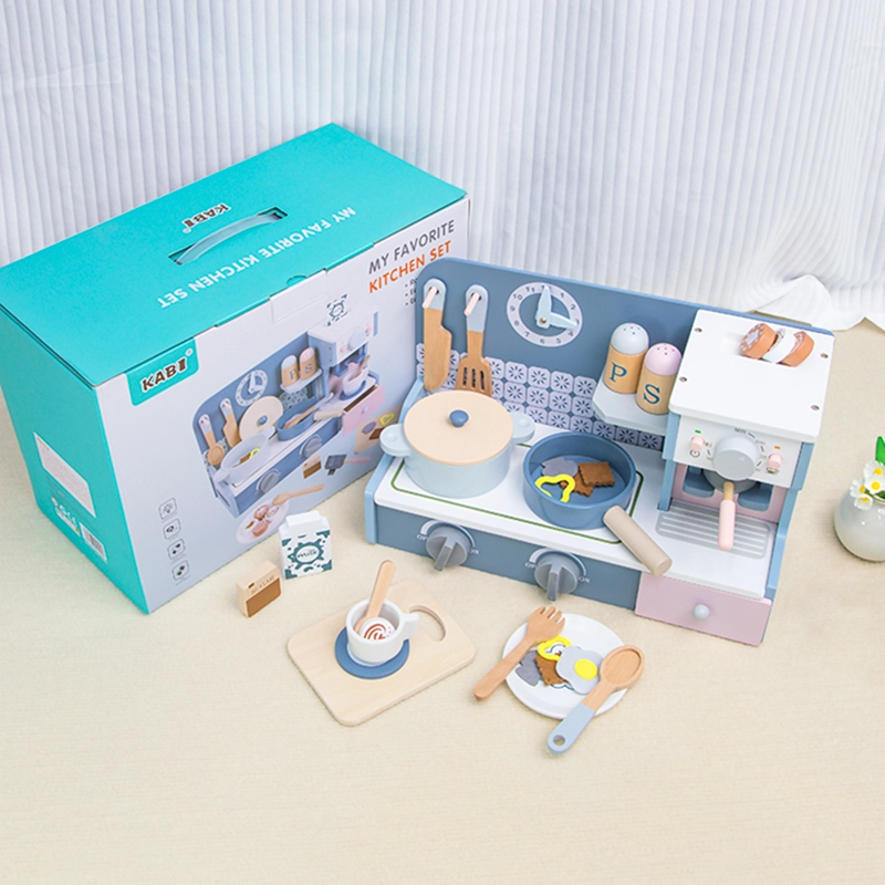 Kids Wooden Kitchen Stove Pretend Cooking Playset - 20+ pcs (5551007-KABI_0190)