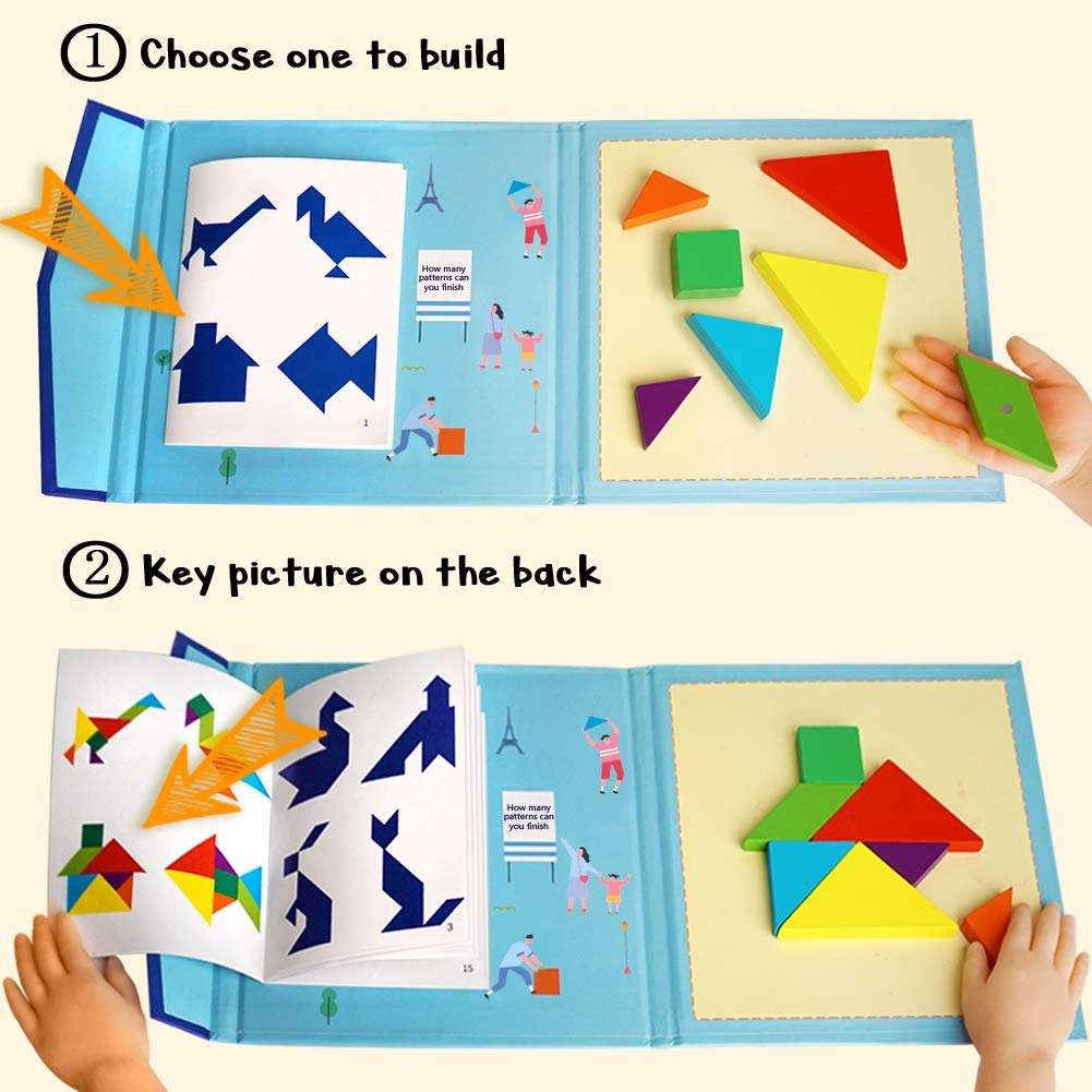 Wooden Tangram Puzzle Book - 3,4,5,6,7,8 Years Old