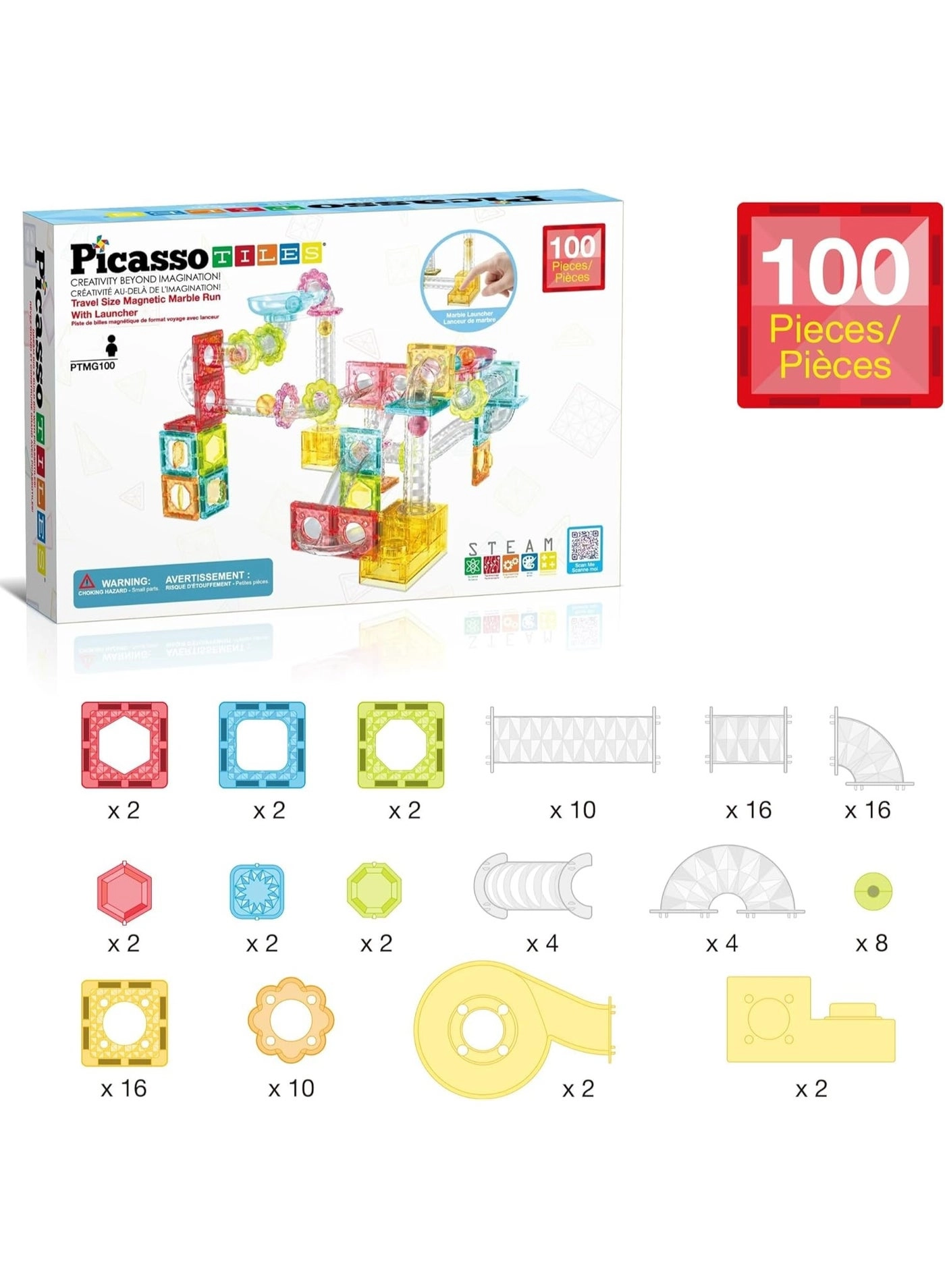 Magnetic Marble Run - 100 pcs