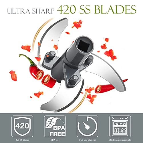 Manual Food Processor - 16.9 Fluid Ounces three blades