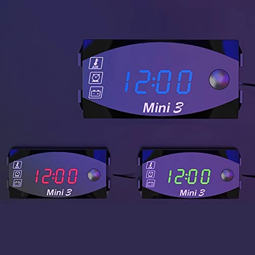 3 in 1 Digital Time Clock + Thermometer + Voltage Voltmeter - DC 6V-30V IP67 Waterproof