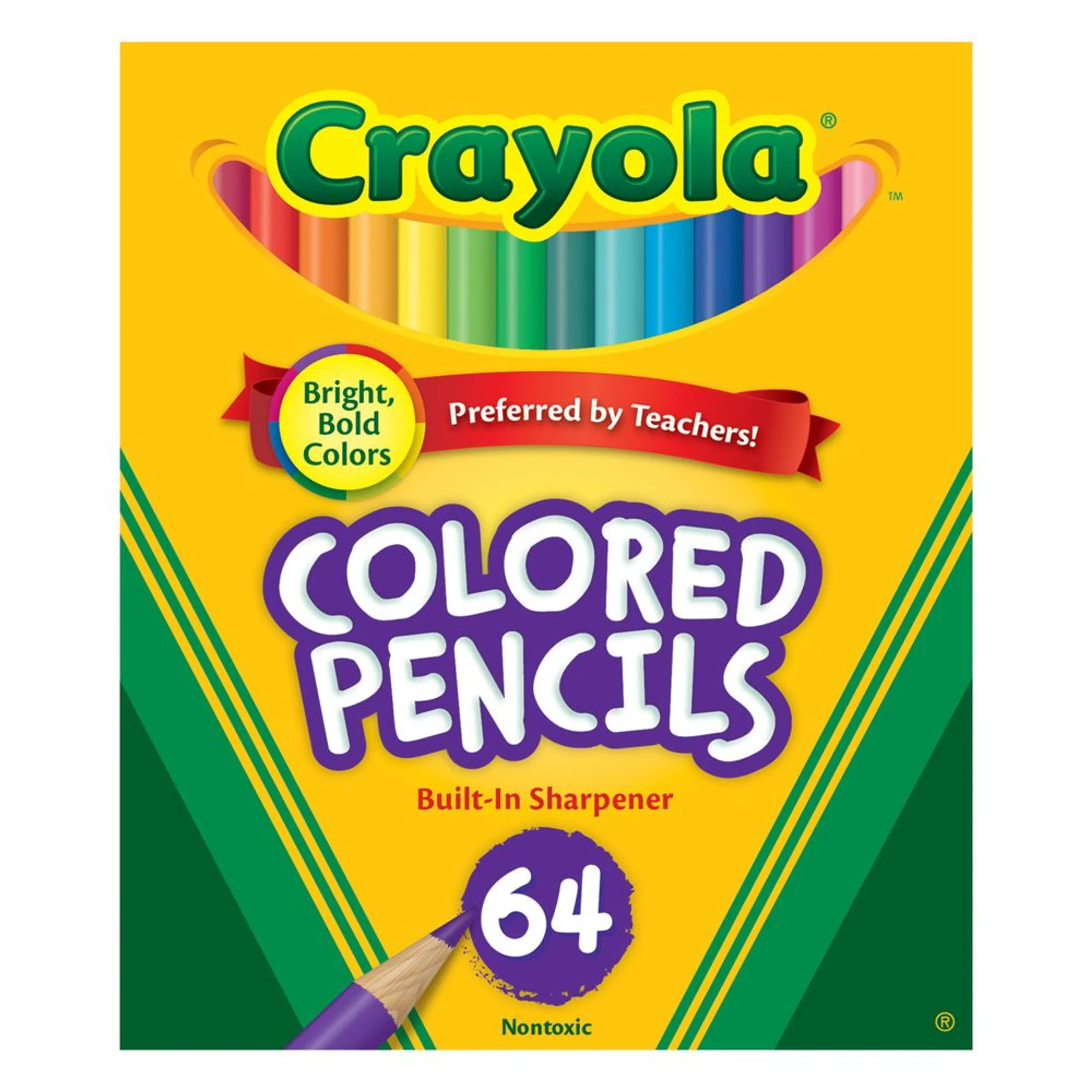 Crayola Short Colored Pencil With Sharpener - 64 Pcs