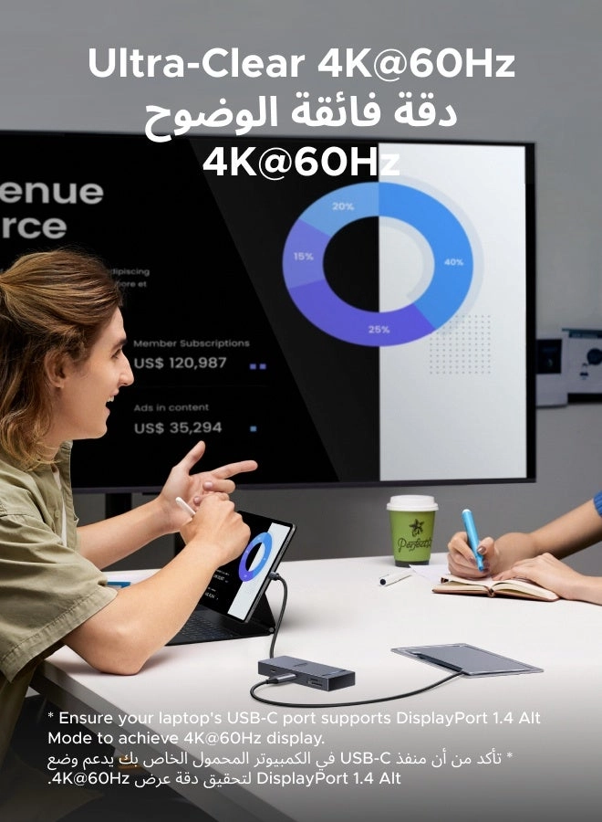 USB C Hub - 8-in-1 4K@60Hz 100W