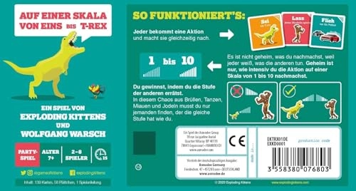Exploding Kittens: On a Scale from One to T-rex - Card Game (German)