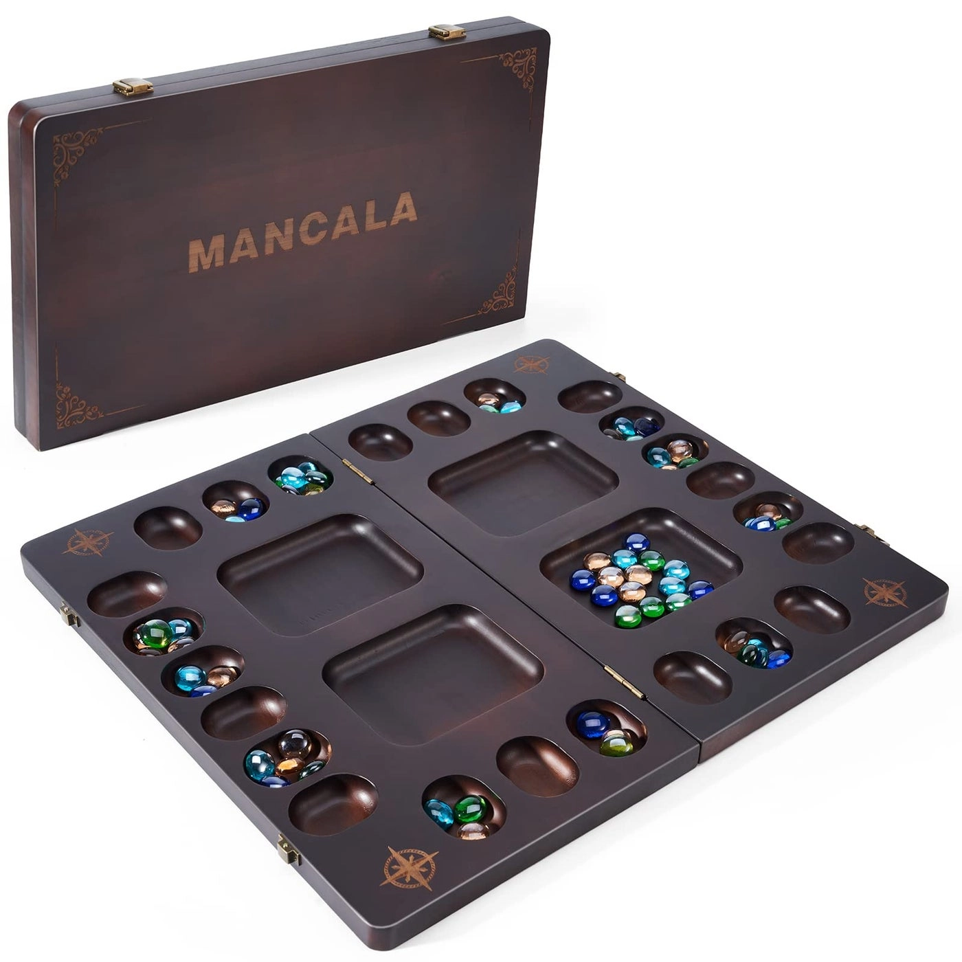 Mancala - 4 Player Folding Solid Wood