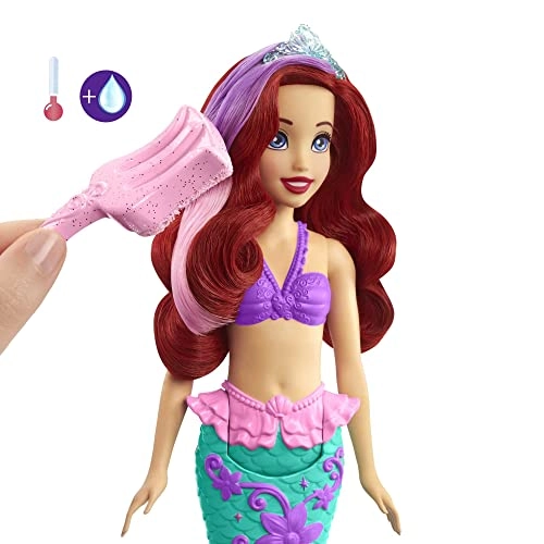 Ariel Swimming Mermaid Doll - Color-change hair and tail Includes seahorse friend