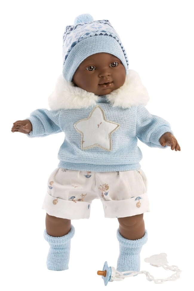 Llorens Sirham Baby Doll - Fabric body vinyl limbs blue outfit hat Ages 3+
