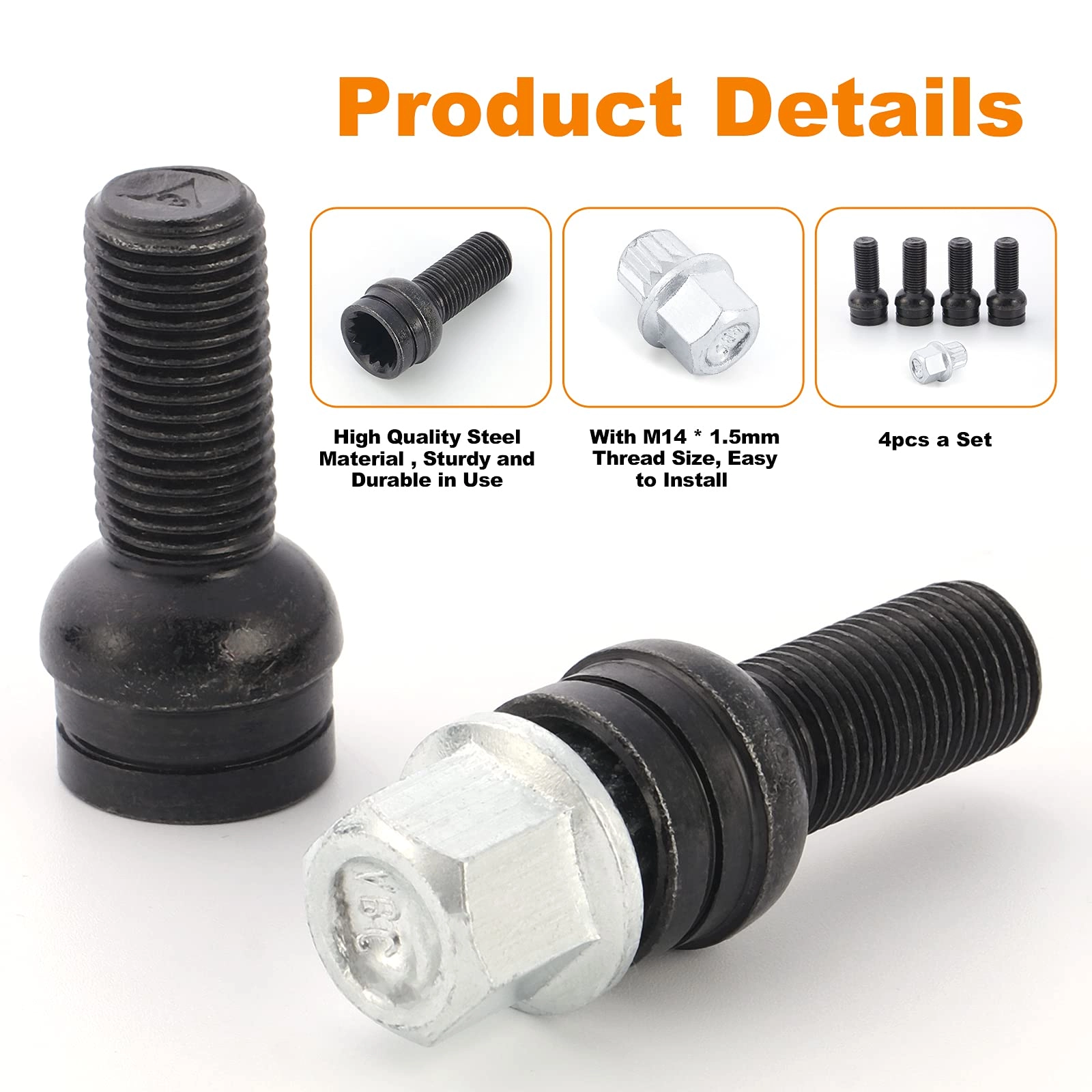 Locking Wheel Nut Set - 47mm 14mm