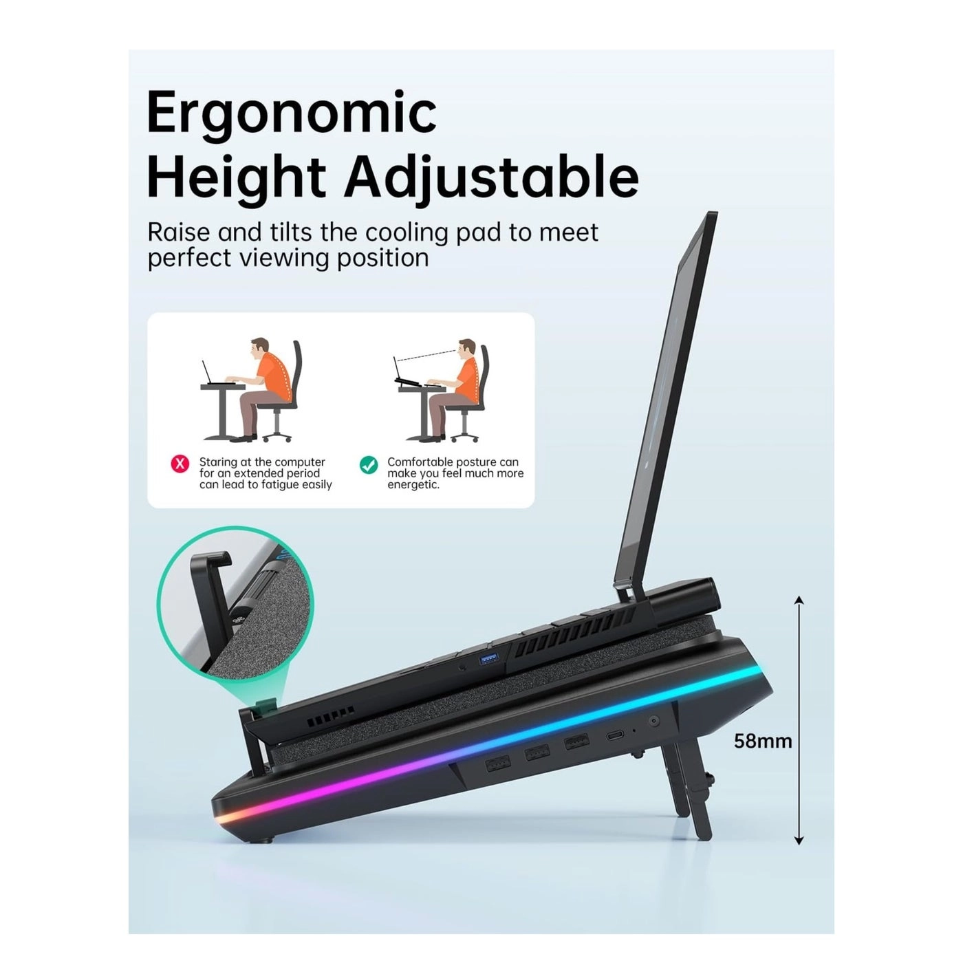 RGB Laptop Cooling Pad - 15-19in