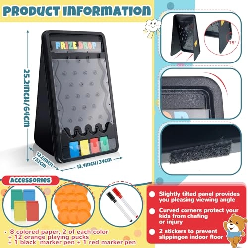 Spinning Prize Wheel - 24" + Foldable Prize Drop Board - 25"x 14" Adult