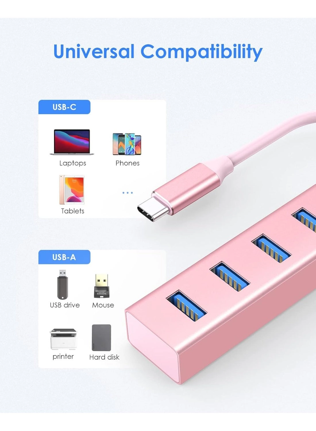 USB C Hub - 4 USB 3.0 Ports Space Gray