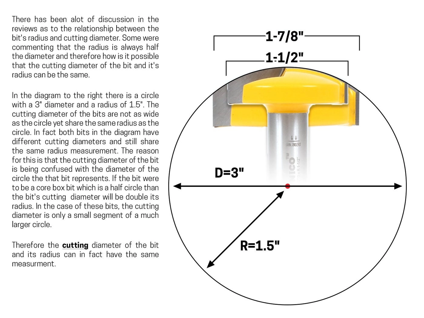 Horizontal Crown Router Bit - 1/4-Inch