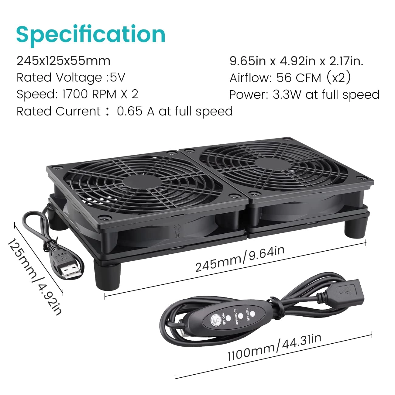 Computer Case Cooling Fan - 2 Pack 120mm x 25mm
