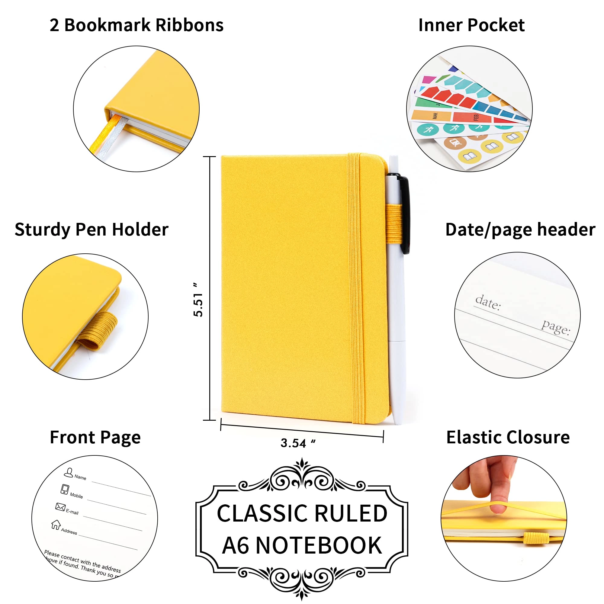 Pocket Notebook A6 Hardcover - Lined 56 Sheets