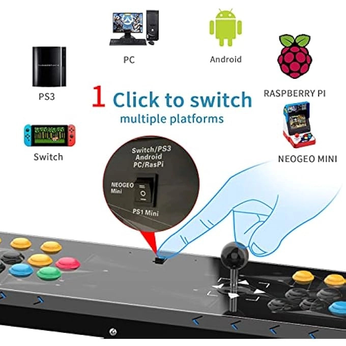ARCADE JOYSTICK - BLACK NEOGEO MINI/PC/PS CLASSIC/NINTENDO SWITCH/PS3/ANDROID/RASPBERRY PI