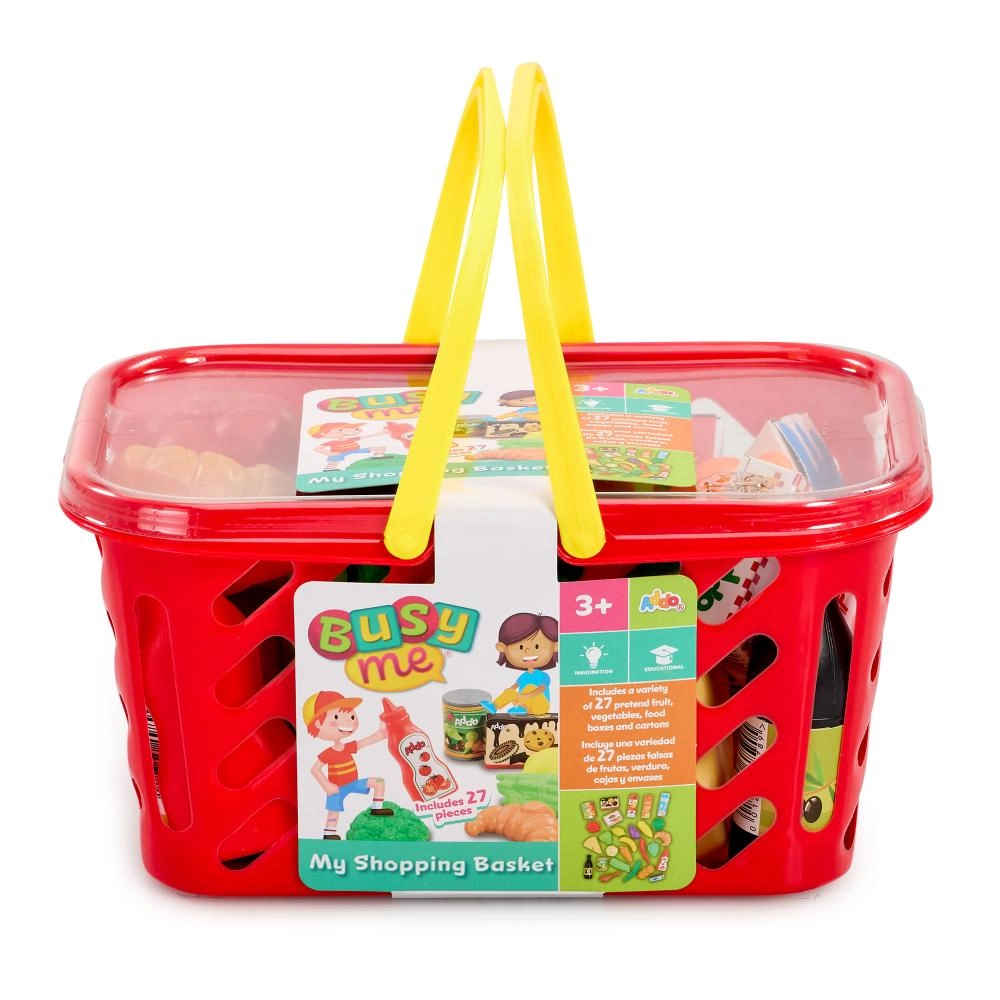 ADDO Busy Me Pretend Play My Shopping Basket - Complete Toy Shopping Set Realistic Play Food (527-315_13149_B)