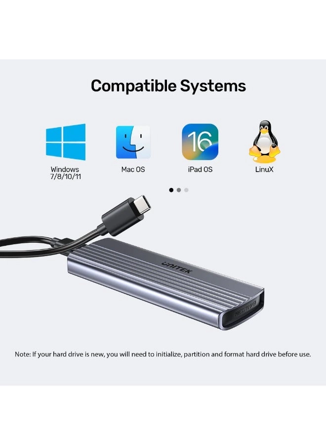M.2 PCIe NVMe SSD Enclosure - 10Gbps USB-C M.2 NVMe M-Key 2230/2242/2260/2280