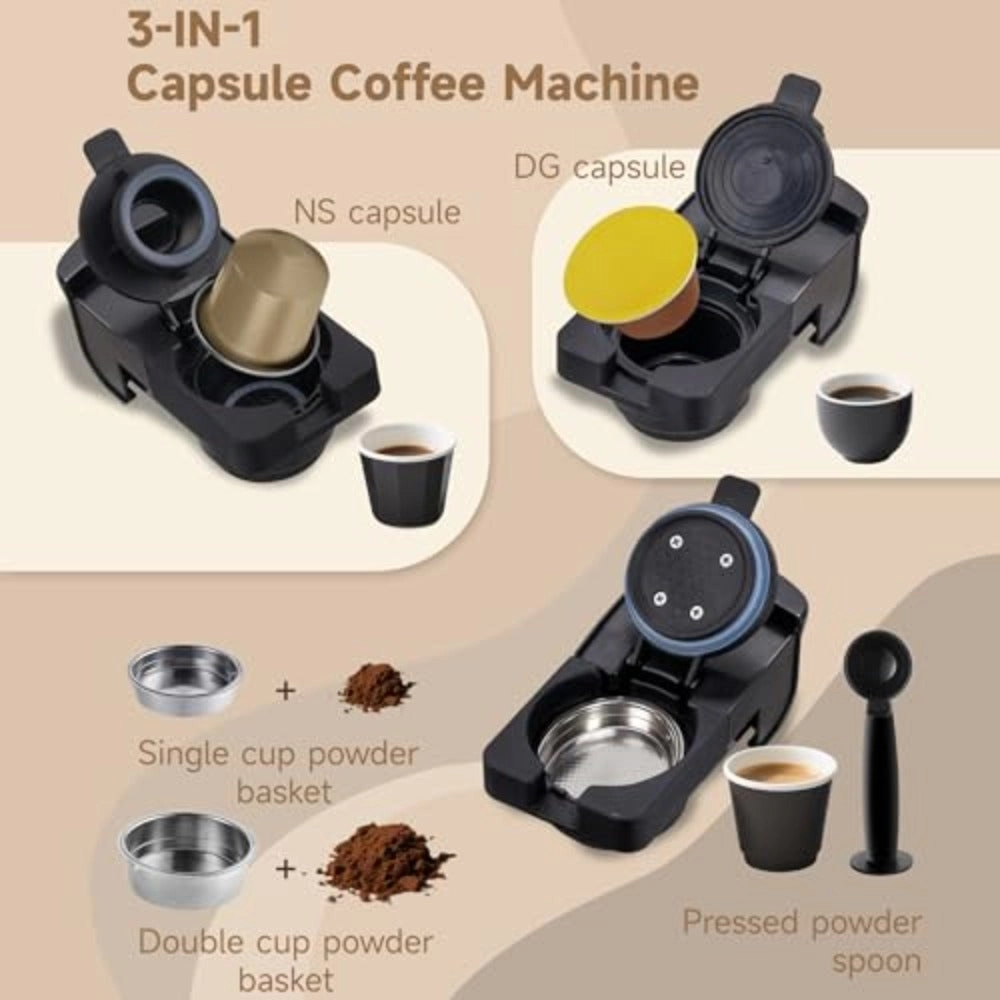 "Capsule Coffee Pod Machine with Dual Heating & Cooling System – Espresso, Cappuccino, & Latte Maker | Fast Brewing, Adjustable Temperature, Sleek Design for Home or Office"
